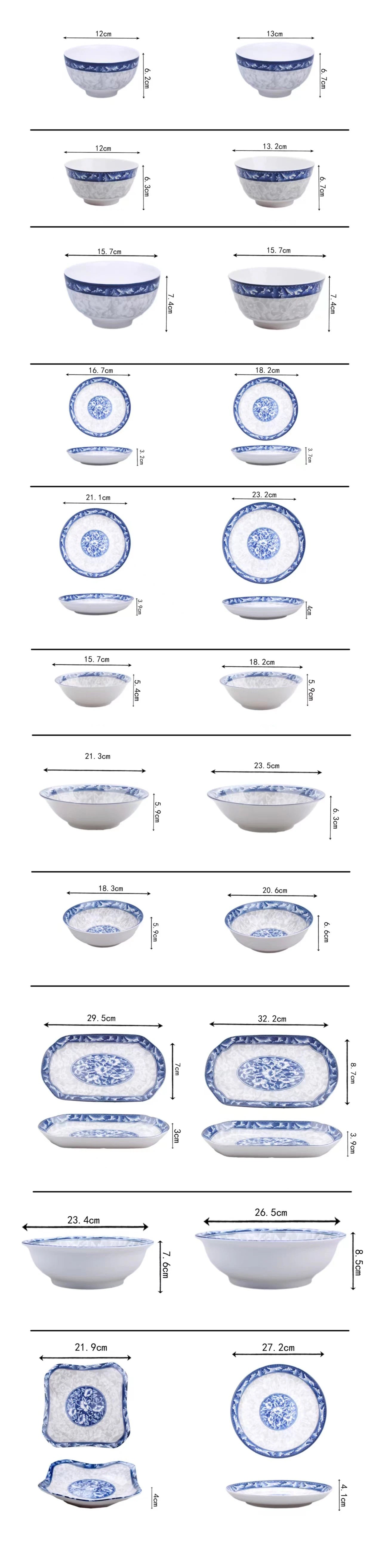 Luxury good quality ceramic plate microwave oven dishwasher oven suitable blue and white porcelain 8 inch ceramic plate