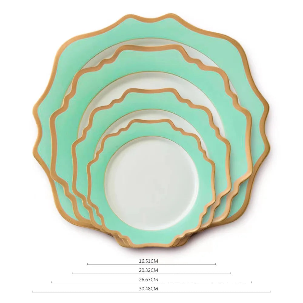 European-style dessert tableware light green gold sun flower hotel house wedding series restaurant model room tableware