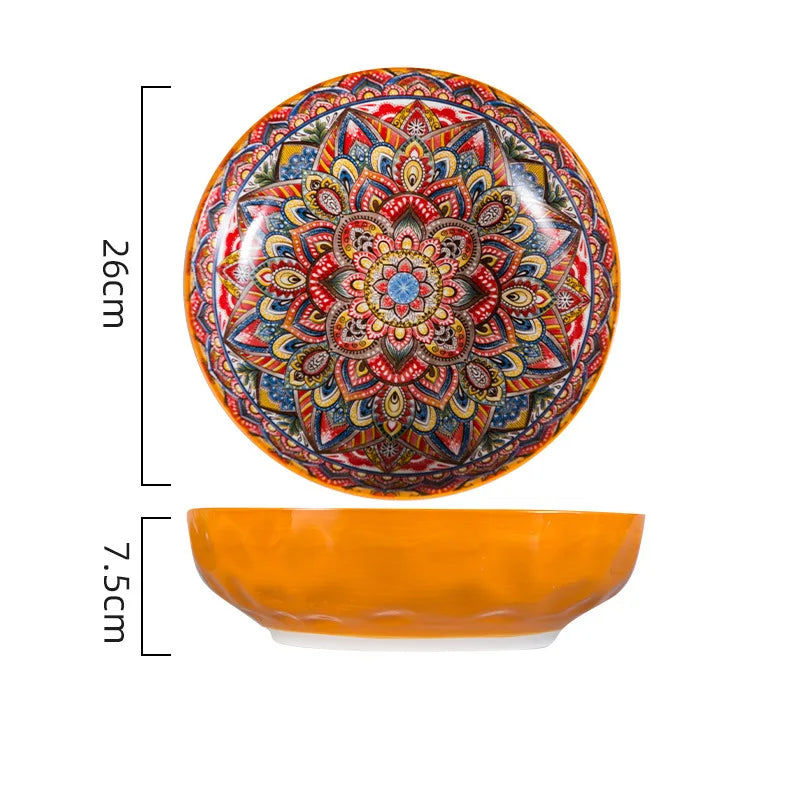 2022 hot selling ceramic plate Bohemian style new design ceramic serving plate8 inch /10 inch party plate sets