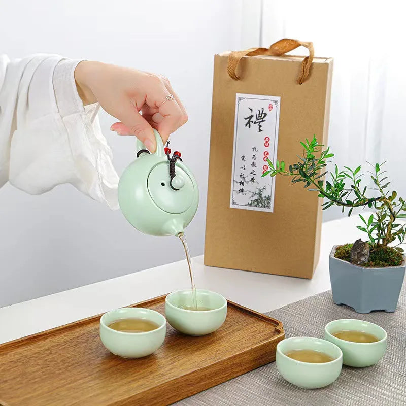 Chinese Kung Fu Travel traditional Tea Set Ceramic Gaiwan Tea Cups with gift box