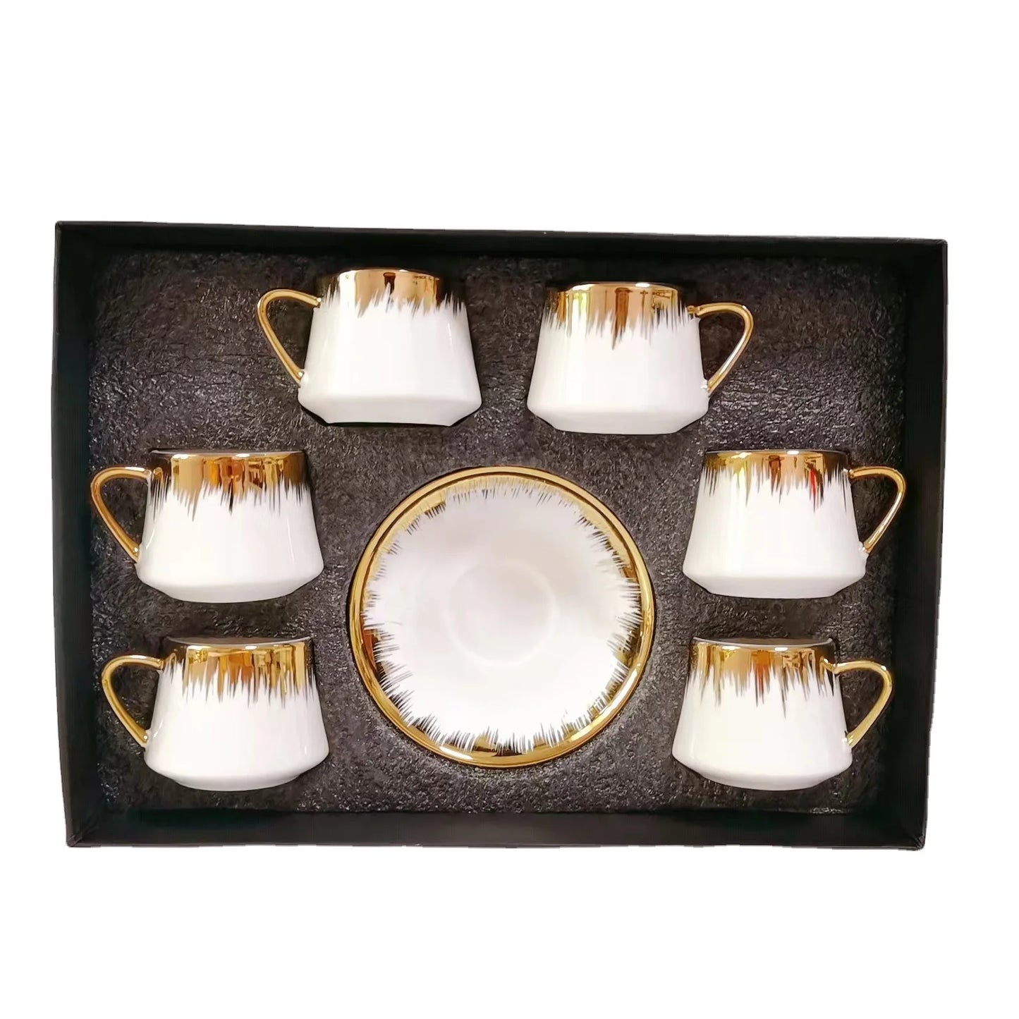 Customized 6 Pcs Cups Saucers Creative Gift Box European Ceramic Dinner Saucer Tea Coffee Set