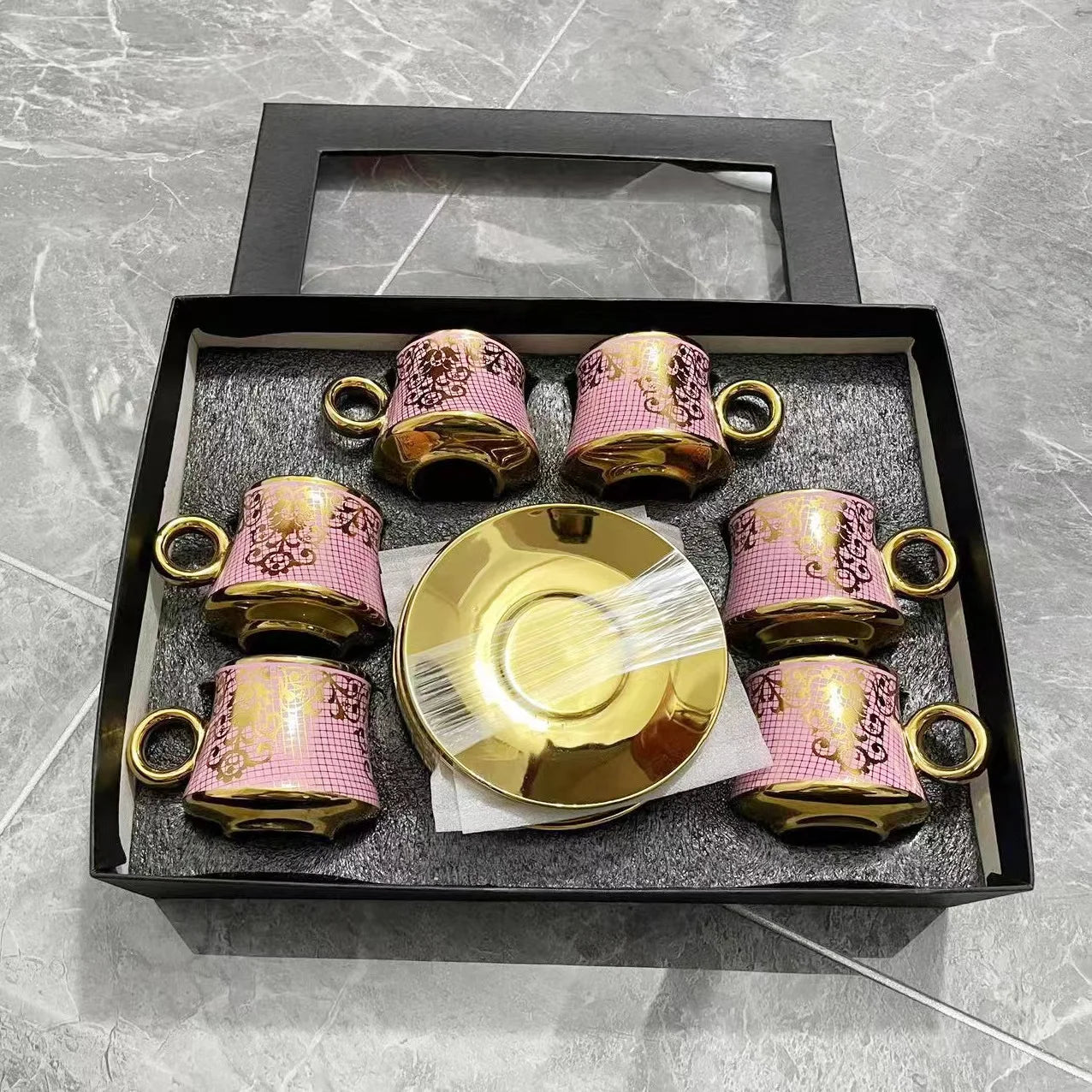 Wholesale green ceramic tea set, phnom penh ceramic tea set, enamel ceramic decal tea set tea cup set ceramic