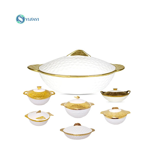 JIUWANG guangzhou gold-plated ceramic porcelain casserole dish with lid Set soup pot rose gold with lib cooking pots for kitchen