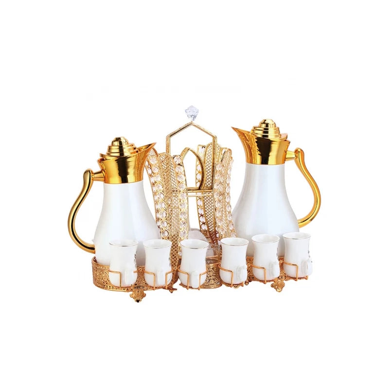 2023 coconut tree shape golden flasks vacuum and cup holder set