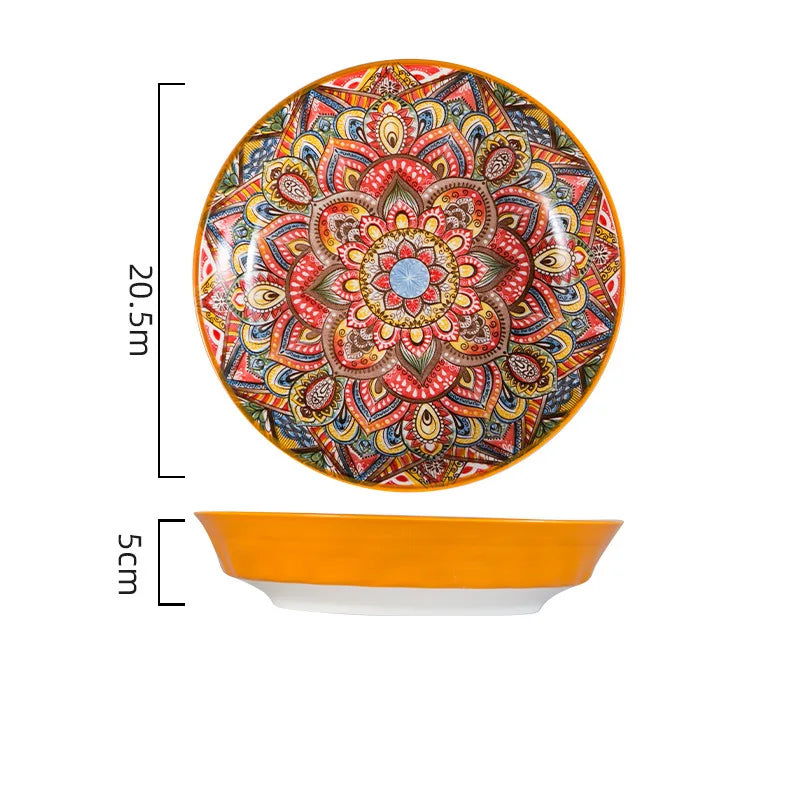 2022 hot selling ceramic plate Bohemian style new design ceramic serving plate8 inch /10 inch party plate sets