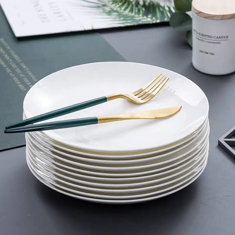 Wholesale various sizes round shape white ceramic plate dinner dishes & plates porcelain plate Ceramic Plate & Ceramic dish