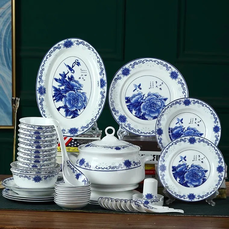 Wholesale 28 56 PCS Plate Bowl Dinnerware Fine NEW Bone China luxury  Dinner Sets