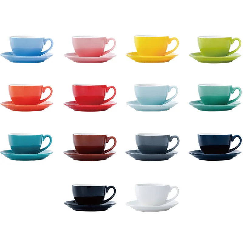 Wholesale Promotions Custom assorted colors restaurant ceramic coffee cups set with saucer