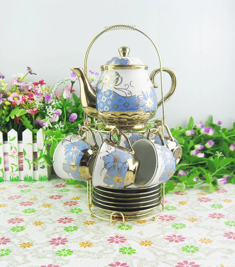 Ethiopian electroplated Decal ceramic tea set set coffee milk tea cup teapot