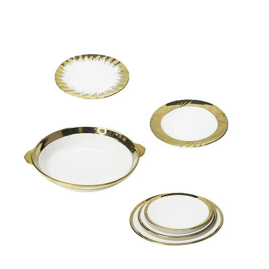 Mixed wholesale white and gold of gold plated ceramic tableware dinner sets sold in Africa market