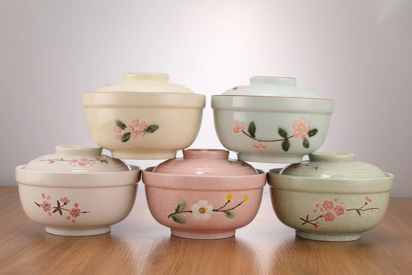 Food Grade multifunctional  portable food serving bowl with lid deep soup bowl  rice ceramic  bowl