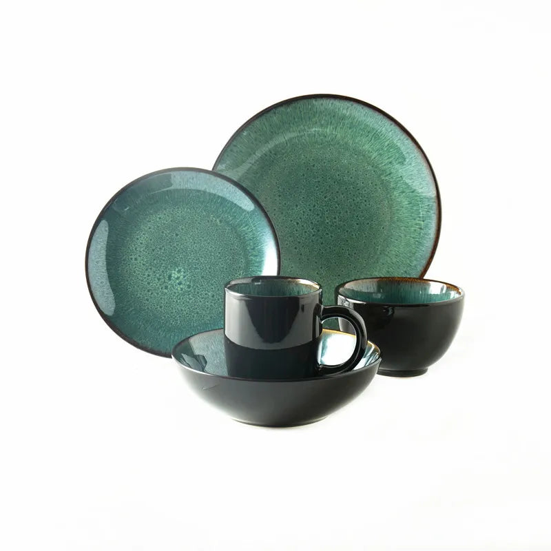 tableware set 12 18 24 piece  Stone Color Glazed Stoneware Ceramic Dinnerware soup bowl dinner sets vaisselle en gros