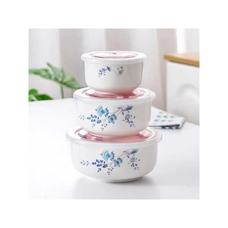 Cupcustom printed plastic bow set microwave safe storage food container fruit serving fresh seal bowls noodle bowl with lid