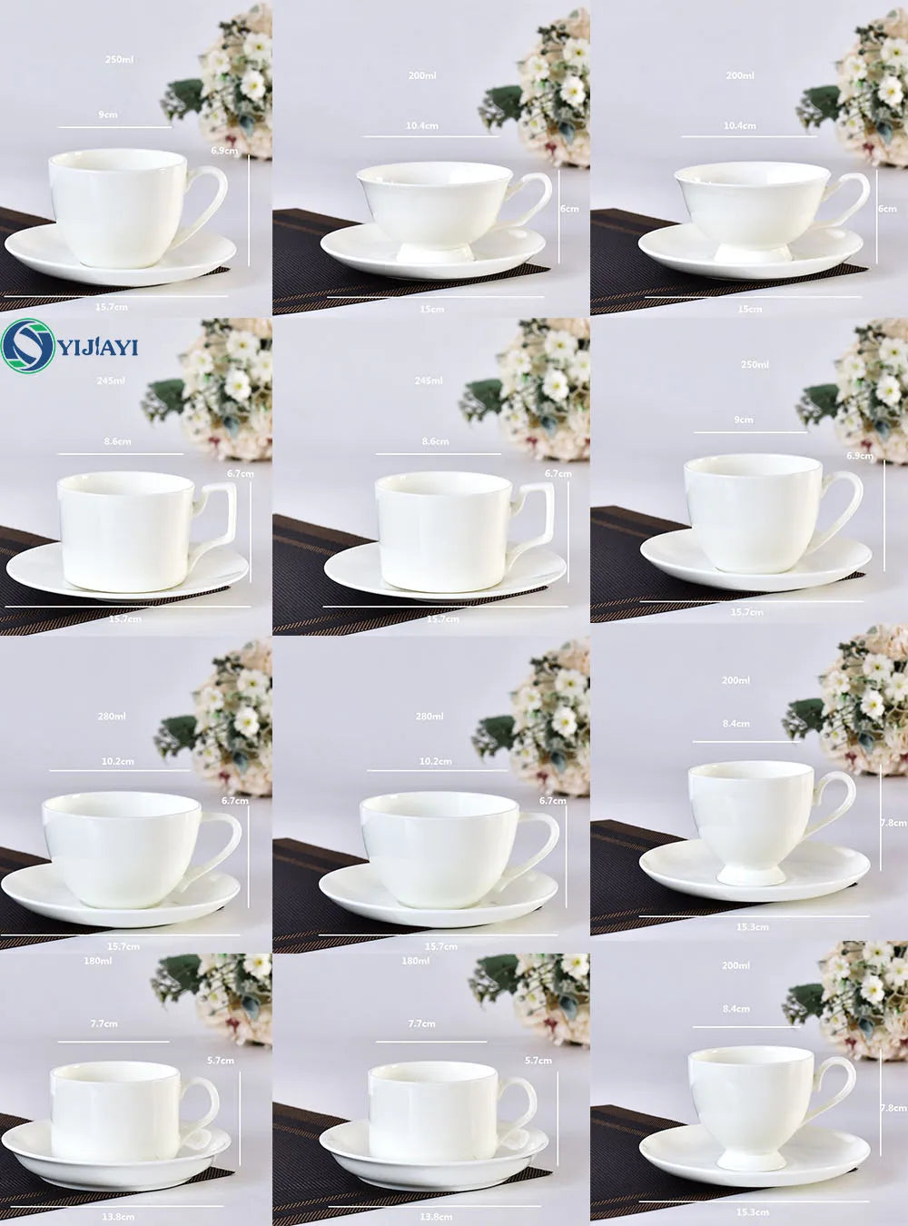 custom printed porcelain  milk white bone china espresso cup wholesale 350cc  in box