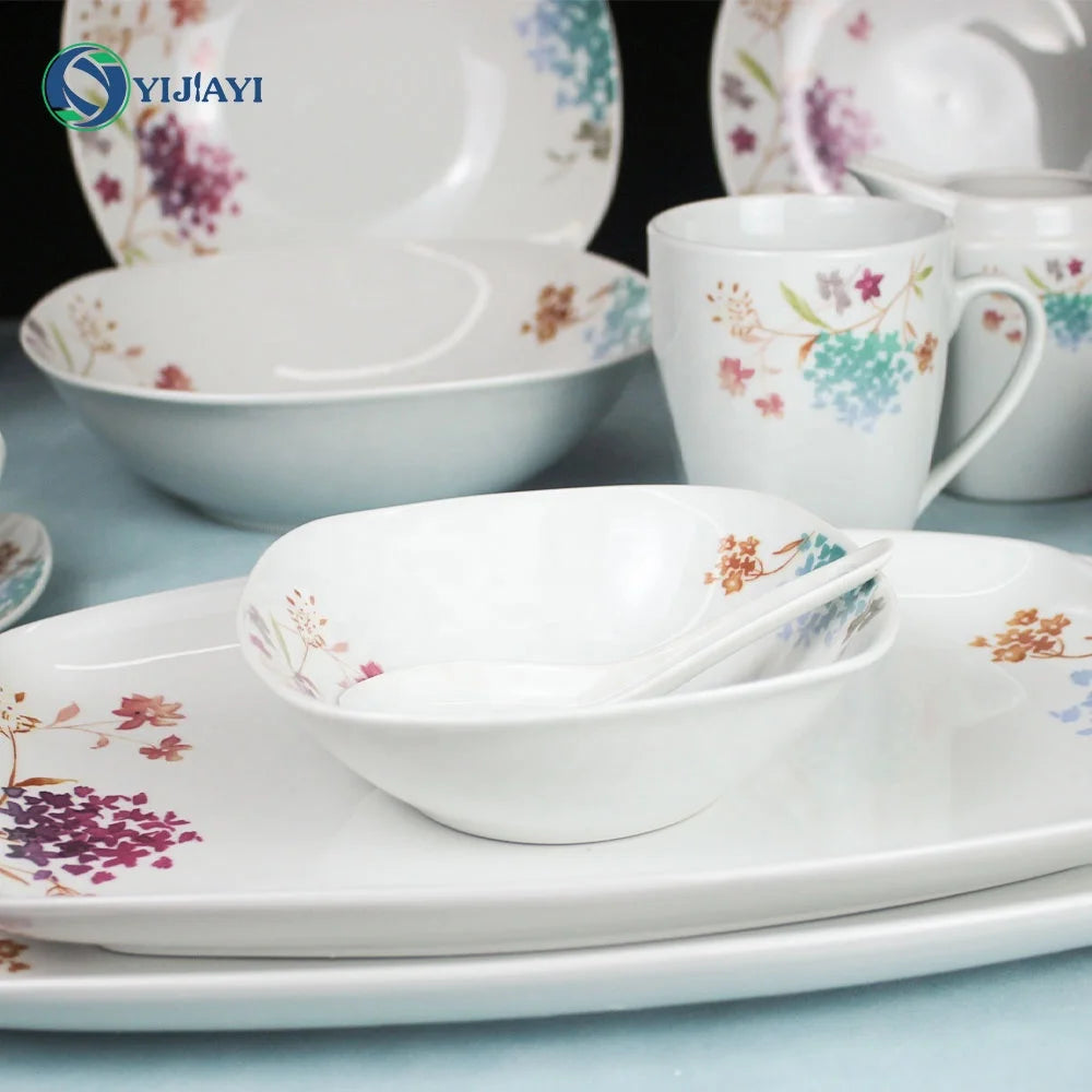 JIUWANG Wholesale Cheap Ceramic Round Customize Wedding Mug Bone China Tea Pakistan Dinnerware Set dinner set 72 pcs