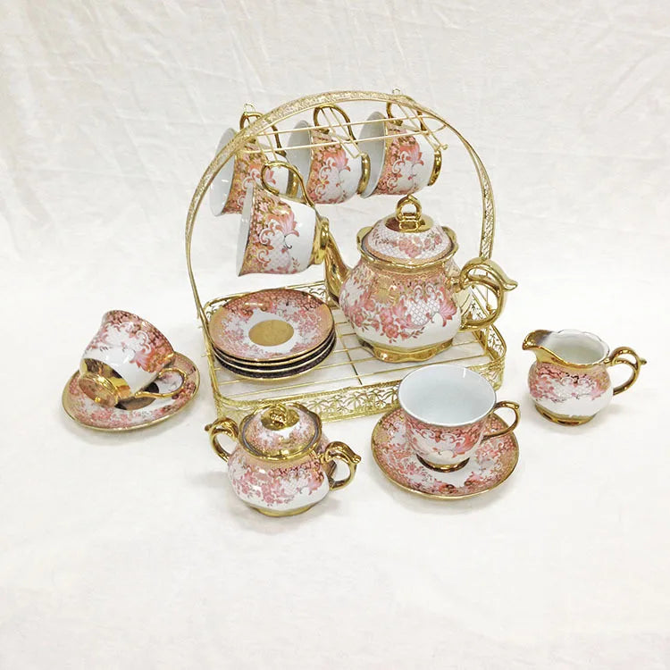 ethiopian European style ceramic coffee set electroplating cup and saucer afternoon tea set 15 piece Wedding Gift Set