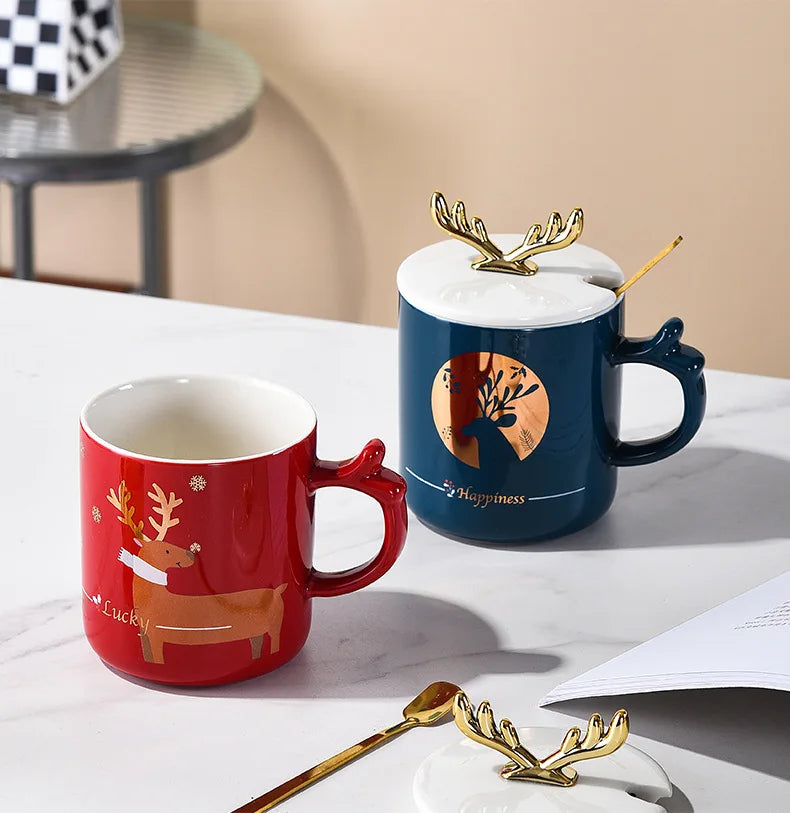 Creative Santa cup with couple mugs cute cup ceramic christmas mug