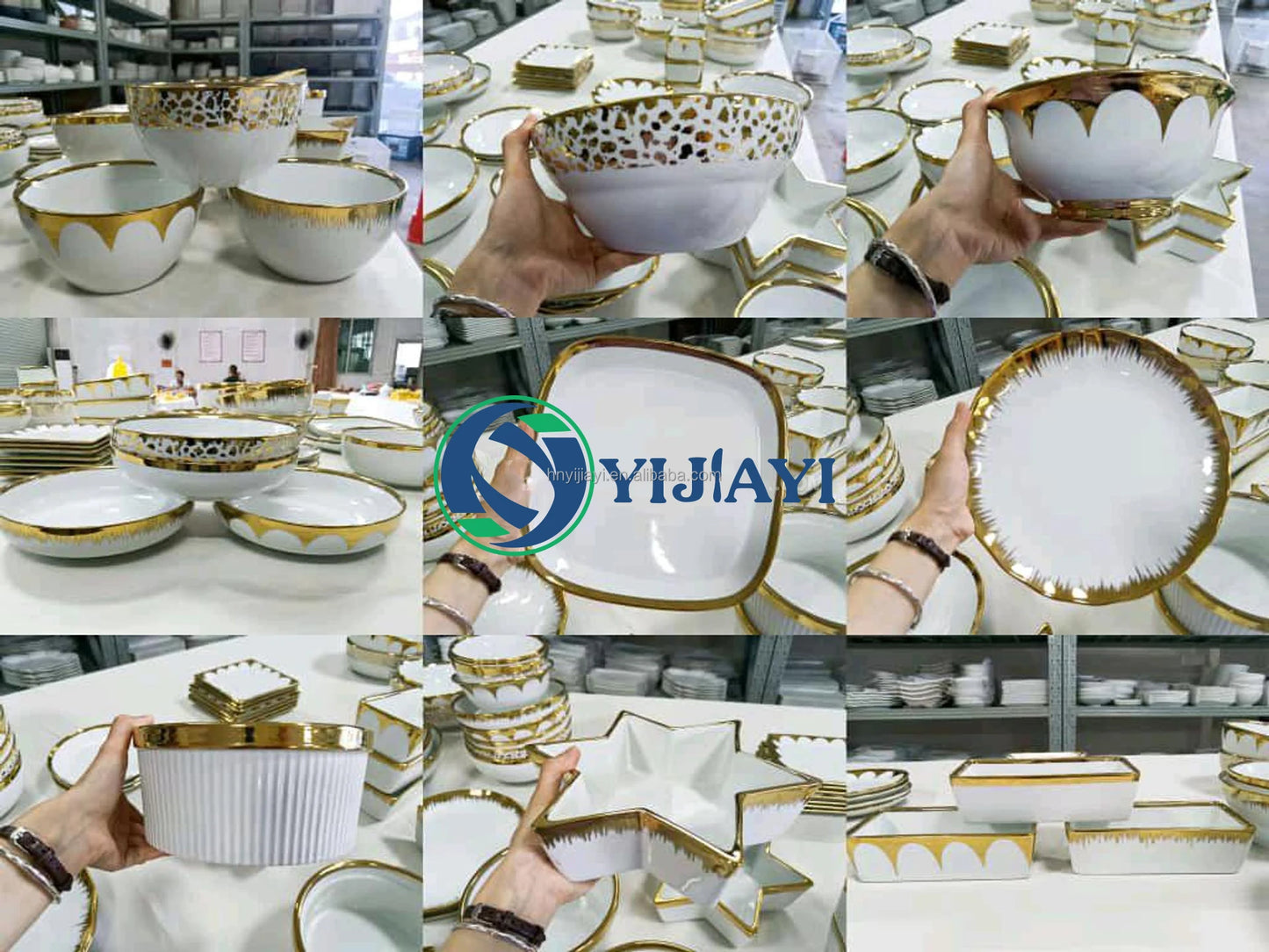 Mixed wholesale white and gold of gold plated ceramic tableware dinner sets sold in Africa market