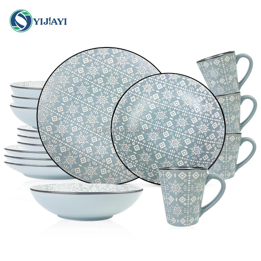 wholesale nordic 16pcs ceramic dinner set porcelain dinnerware sets glaze dishware dishes & plates