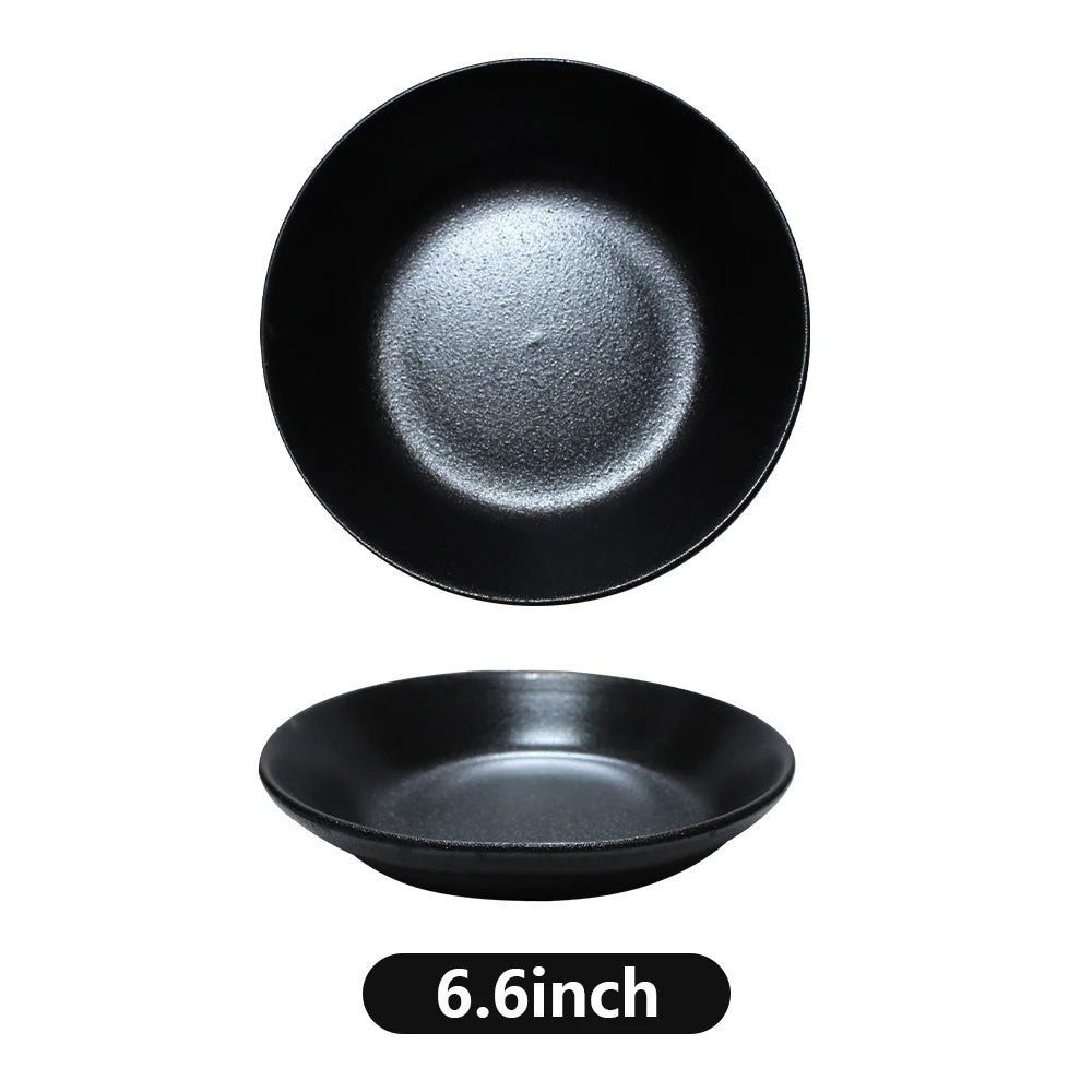 customisable  Hotel Restaurant Used Black Buffet Plates Tableware Dinnerware Porcelain Glaze Catering Dinner Set