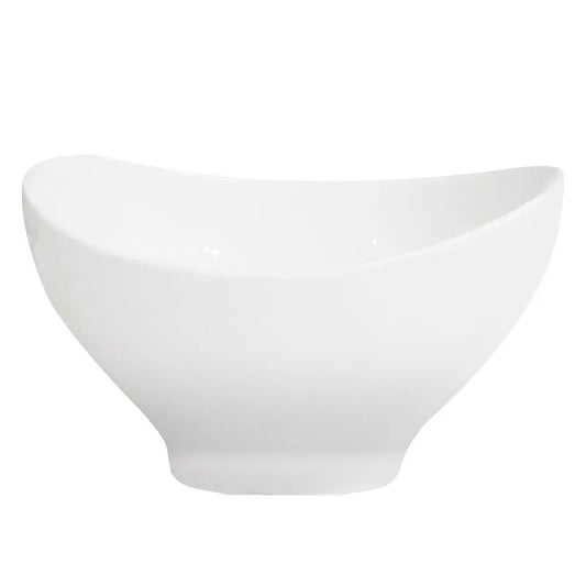 Design High Quality Irregular White Porcelain Soup Boat Shaped Cheap Ceramic Plates Restaurant