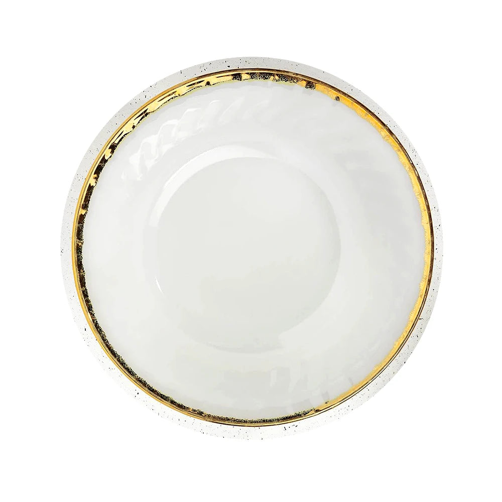 Gold and white Plate plated rim Ceramic Bowls Ceramic dinner Plates dishes dinnerware tray  in bulk 16 piece dinnerware set