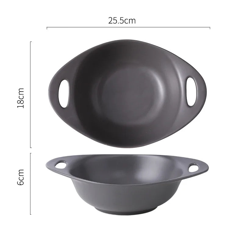 Underglaze Matte Fruit Salad Ceramic Bowl Heat Insulation Instant Noodle Soup Porcelain Baking Dish Household Restaurant