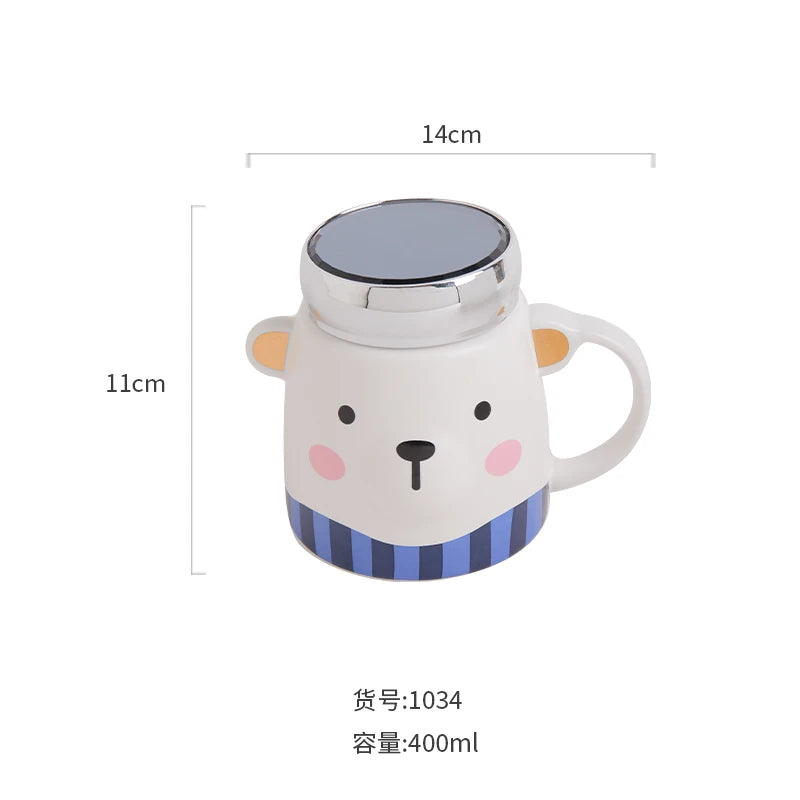 Custom sublimation ceramic water travel tea coffee mirror mug cup with screw lid and handle cup