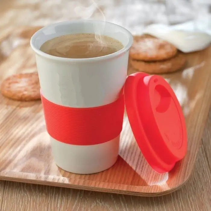 high quality ceramic mug coffee cup with silicone lid