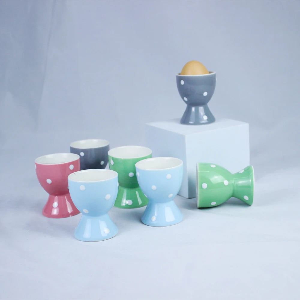 factory direct sale lovely ceramic stoneware egg cup holder with custom printing design