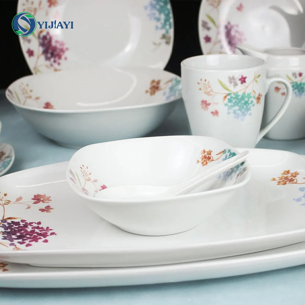 JIUWANG Wholesale Customize Pakistan Dinnerware plates sets dinnerware 47pcs 60pcs 56pcs 72pcs  luxury bone china