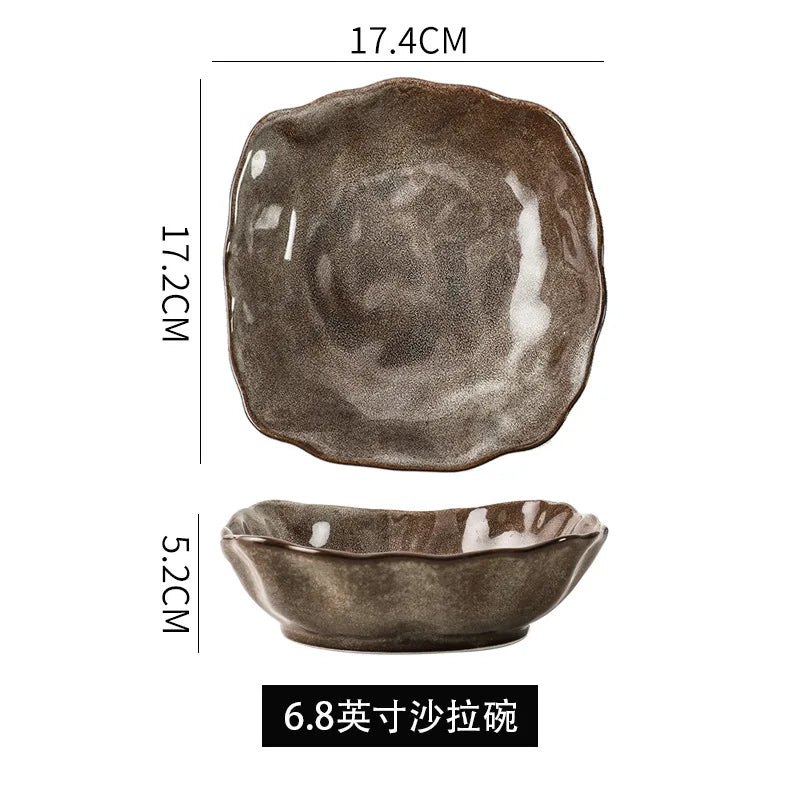 Japanese Style Crude Pottery Handmade Pottery Creative dinnerware sets Restoring Ancient Ways Ceramic tableware