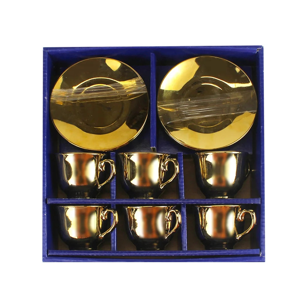 Luxury gold plated tea cup set of 6 arabic cup sets for coffee and tea cups &saucers