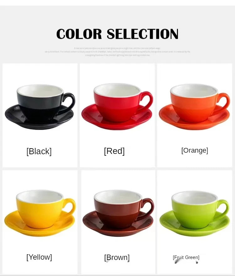 Wholesale Promotions Custom assorted colors restaurant ceramic coffee cups set with saucer