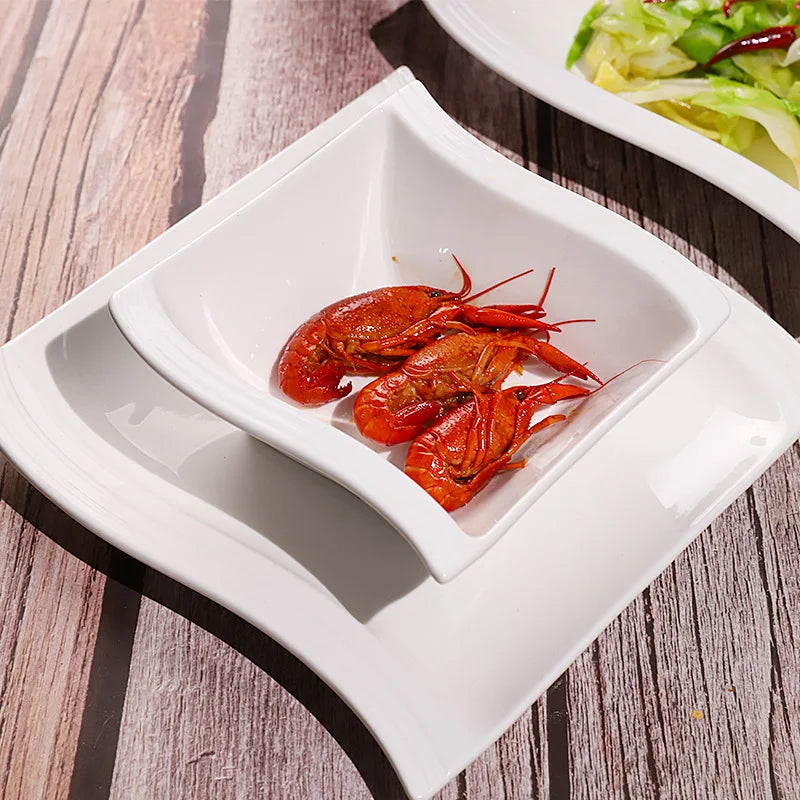 Hot selling 6' 7' 8' 9'' 10''cheap bulk white square ceramic dinner plate for restaurant home use