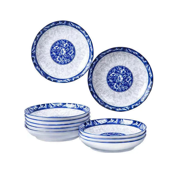 2021 hot selling products customized logo blue and white porcelain 7 inch ceramic plate