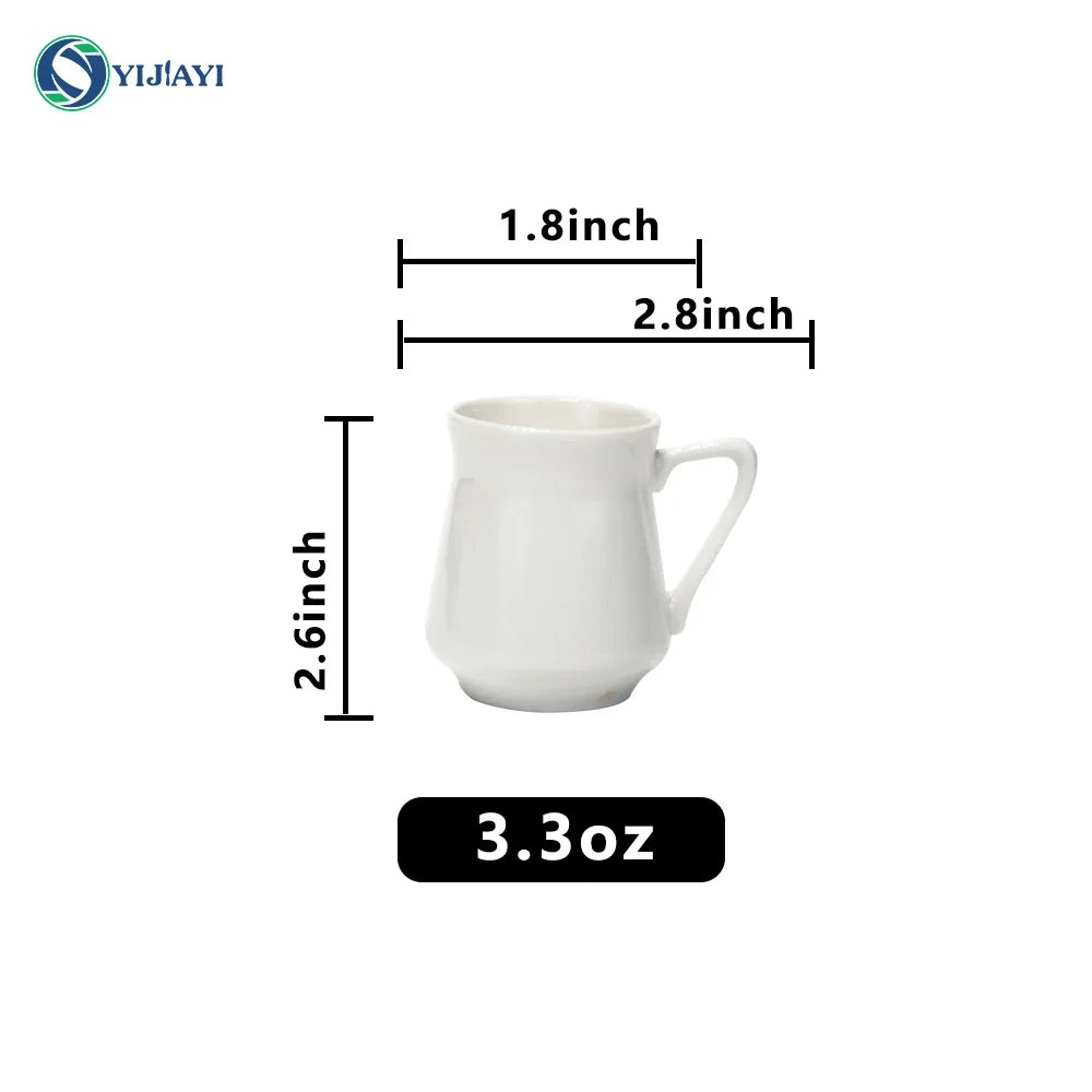 JIUWANG custom logo plain white ceramic porcelain cappuccino espresso porcelain coffee cup and saucer luxury