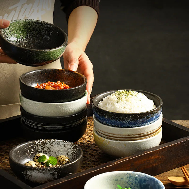 ramen ceramic bowl set for restaurant cheap japanese style korean 4.5 Inch blue and white small gift box rice noodle soup