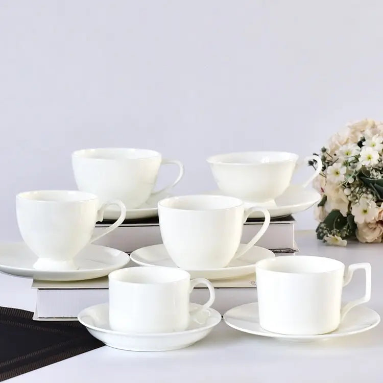 Modern Design Bone China Cup Set 200ml/220ml Fine Porcelain Tea & Coffee Mugs with Lids for Giveaways