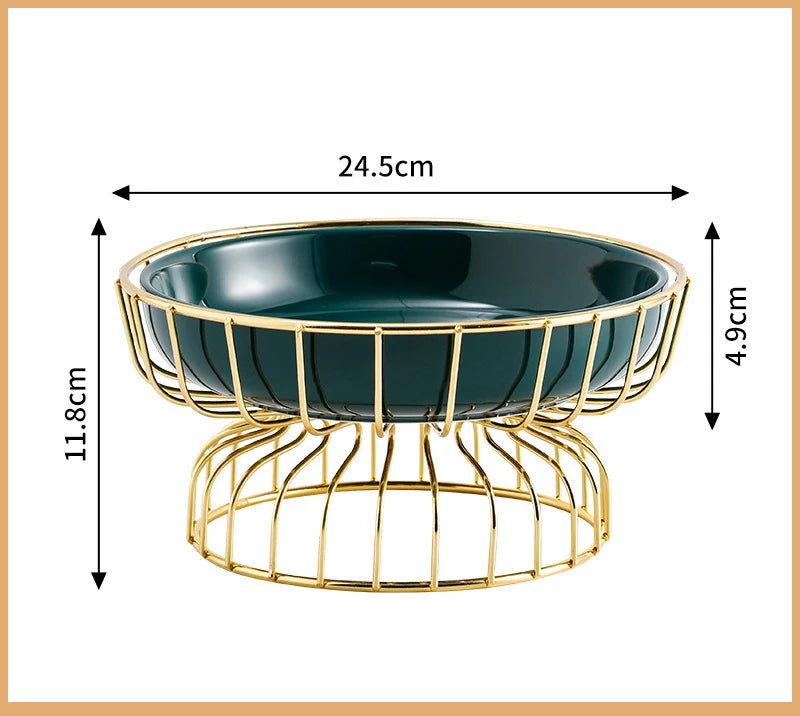 Luxury style Metal Ceramic Cake Dessert Plate Decorative Serving Bowls Snack Serving Dish Fruit Vegetable Tray