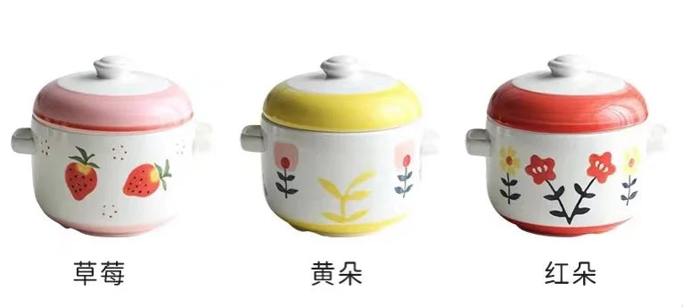 Wholesale porcelain baked steamed egg bowl, with cover, home baked tableware bird's nest bowl stewed bowl