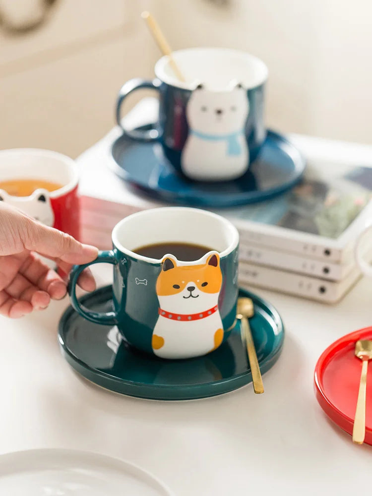 wholesale customized handmade cute animal 3d drinking cups tea coffee ceramic mug for for gift