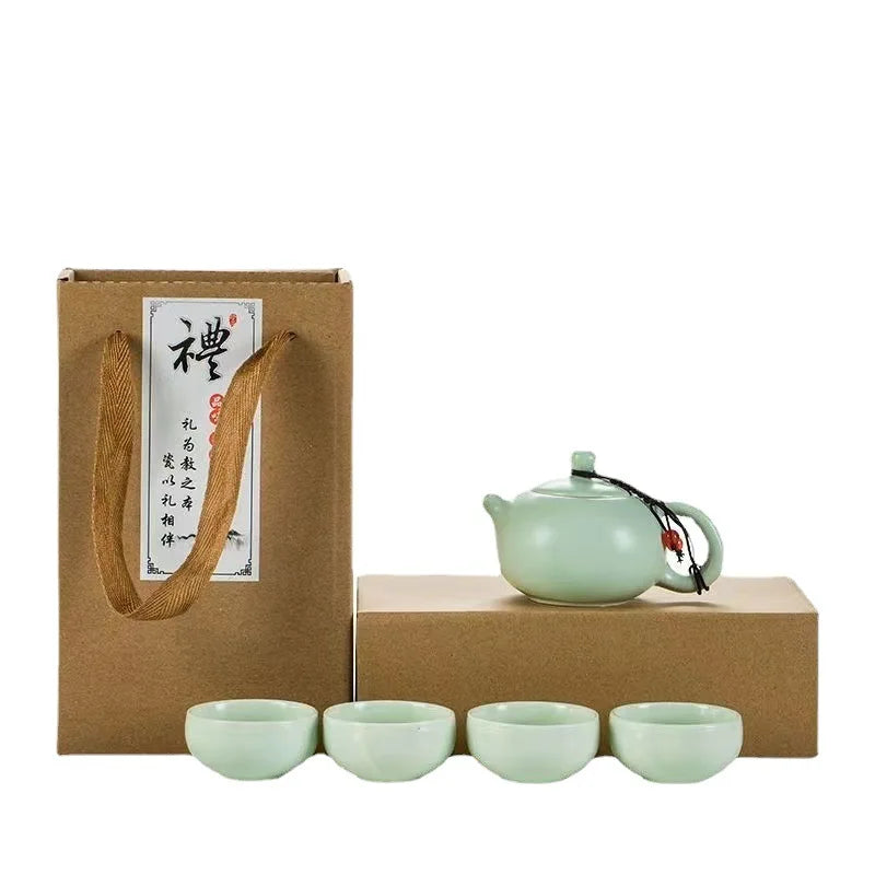 Chinese Kung Fu Travel traditional Tea Set Ceramic Gaiwan Tea Cups with gift box