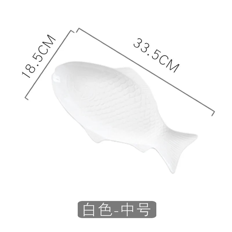 Creative Fish Shaped Plate Ceramic Serving Platter Fish Dish for Restaurant Home