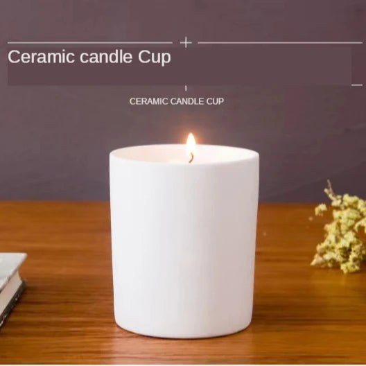 Custom modern ceramic candle holder home decor cylinder scented luxury matte color empty candle jars in bulk