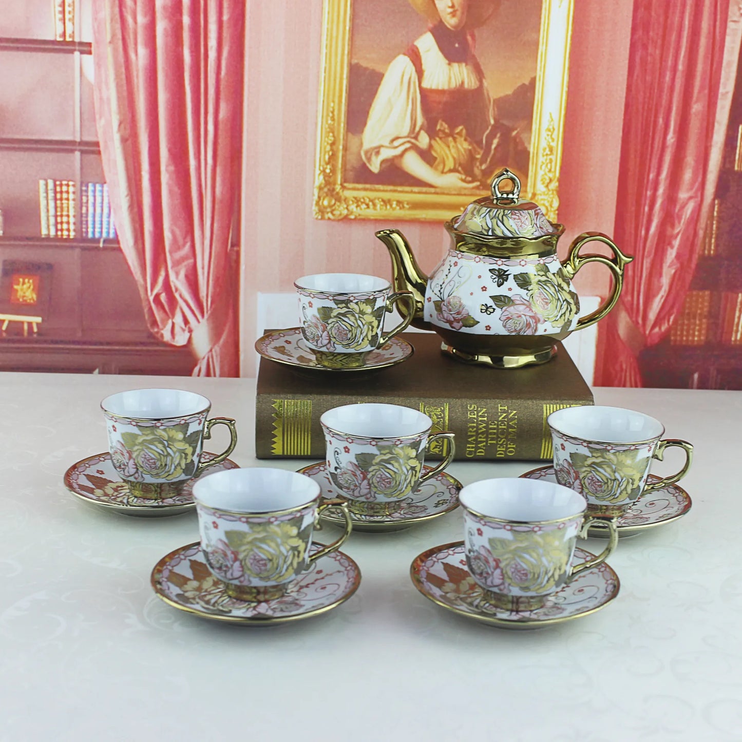 ethiopian Coffee afternoon tea ceramic tea set European Ceramic Teapot cup and Saucer Set