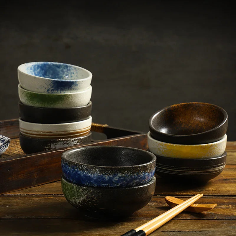 ramen ceramic bowl set for restaurant cheap japanese style korean 4.5 Inch blue and white small gift box rice noodle soup