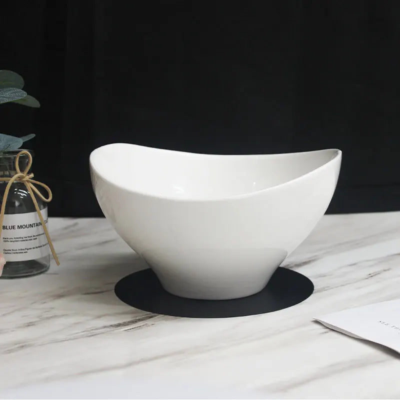 3 sizes fancy white porcelain soup bowl hotel porcelain vessel boat shape restaurant white ceramic oval salad bowl