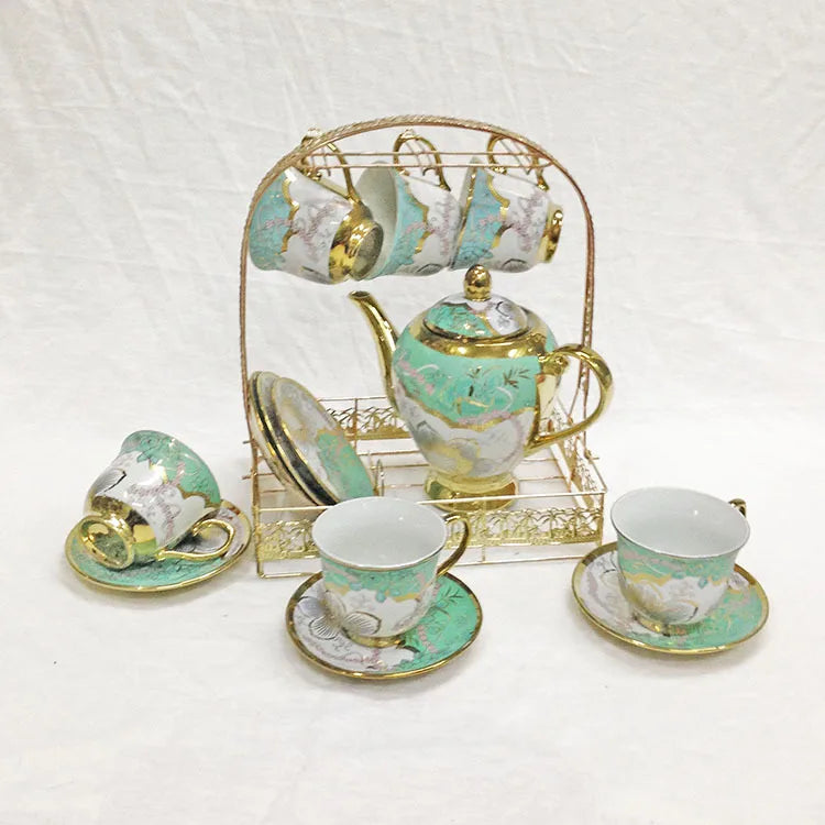 ethiopian Coffee afternoon tea ceramic tea set European Ceramic Teapot cup and Saucer Set