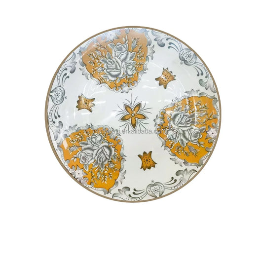 JIUWANG vintage ceramic porcelain  flower flatware 12inch 10inch 8inch blue fine bone china dinner plates for 12 people